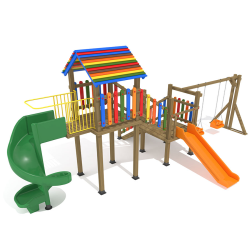 AOR 03 - WOODEN PLAYGROUND SETS CLORED WOODEN PLAYGROUND SETS